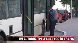 Un autobuz TPL a luat foc în trafic
