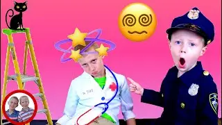 Кот на крыше! | Майк и Джейк притворяются, что играют | Доктор набор игрушек | Комплект врача