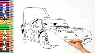 World DISNEY Pixar Cars Coloring Book | The King 43 from the Cars franchise | Kids Video #drawing 