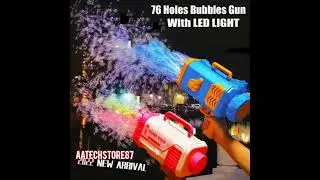 Bubble Gun Rocket 69 Holes Soap Bubbles Machine Gun Shape Automatic Blower With Light Toys #wareview