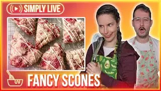 Baking FANCY Scones (White Choc & Raspberry) 🔴LIVE - Simplybakelogical