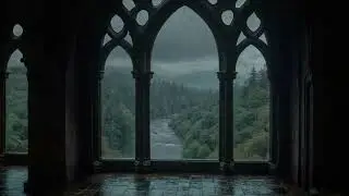 😴4K Rainy Medieval Castle Window View - Cozy Thunderstorm Sounds - Ambience for Reading⛈️