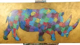 Patterned rhinoceros painting
