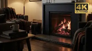🔥 COZY MODERN FIREPLACE WITH CRAKCLING FIRE SOUNDS 🔥 FIREPLACE 4K 🔥 COZY BACKGROUNG FOR RELAX