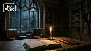 Fall Asleep in a Magical Rainy Library 📖 | 8 Hours Deep Sleep Ambience (NO MUSIC)