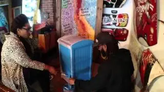 PittsburghArtCar and friends, painting trash cans for Garfield