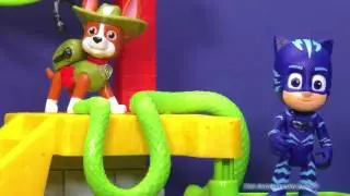 PJ MASKS Disney PJ Masks Light Up Figures With Paw Patrol Tracker New Toys Video
