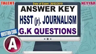 KERALA PSC Exam (26-2-19) HSST (jr.) JOURNALISM GK Questions Answer Key | Talent Academy