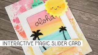 Intercative Magic Slider card | Tombow Dual Brush markers & Lawn Fawn products