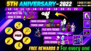 Garena Free Fire 5th Anniversary event Interface|Free rewards for all Player 2022|Gaming With Saeed