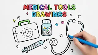 Learn to Draw Doctor&rsquo;s Tools Step by Step | Medical Kit Drawing | Doodle with Dotty