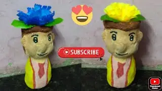 DIY: cartoon face planter ll indoor planters ll best out of waste ll krishi craft studio ll