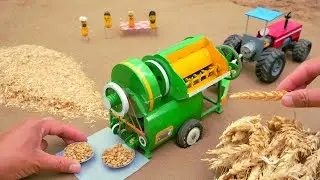 Diy tractor making bulldozer repair train railway | make roads to help farmers | DIY concrete mixer
