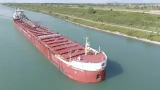 CSL Laurentien - Welland Canal (4K Aerial view)