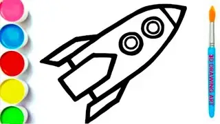 Rocket 🚀 Drawing, Painting Colouring for kids | Easy Drawing | Beautiful Rocket Children Art...