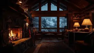 Cozy Ski Lodge Retreat &ndash; Fireplace Crackling & Mountain Winter Wind ❄️🔥