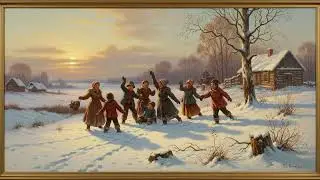 Framed Tv & Wall Art Screensaver | Winter Painting | Kids Playing in the Snow | 10 Hours| Wallpaper