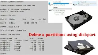 How to delete  disk partitions using diskpart in command prompt.