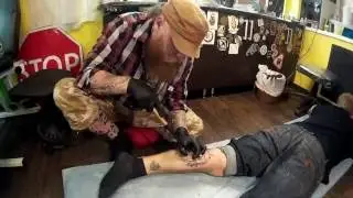 Тату мастер- boroda . Процесс нанесения tebori, hand poke(череп, клён)
