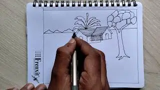 গ্রামের দৃশ্য ড্রয়িং 