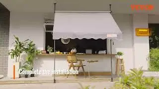 VEVOR Manual Retractable Patio Awning: Adjustable Sunshade Shelter for Backyard, Garden & Balcony