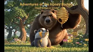 Honey Badger Finds a Grizzly Bear in the Forest Funny Cartoon