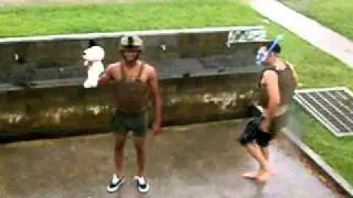 Marines Shuffling in Japanese Typhoon