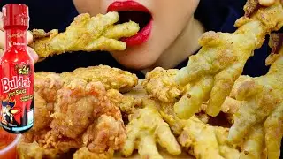 ASMR CRISPY CHICKEN FEET 🔥 2X SPICY NUCLEAR FIRE SAUCE CHICKEN THIGHS EATING SOUND | KLE ASMR