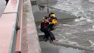 Firefighters rescue man swept away in Santa Ana River