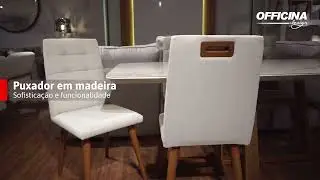 Officina Design &bull; Cadeira de jantar fixa e estofada | Olga (Bege)