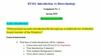 Bt301 Audio Introduction Assignment | Nova Smart Education|