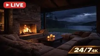 Crackling Fireplace and Rain 🌧️ for Deep  Sleep Stress Relief 🔥 Relaxing