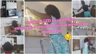 Parte 2 da faxina na cozinha/envelopando os armários coloquei LED na prateleira 🙏🏼😊