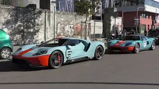 Ford GT 2017 Gulf Heritage + Ford GT 2005 Gulf Heritage Driving in Munich
