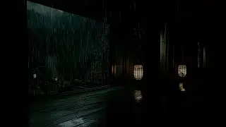 Heavy Rain Sounds in Dark Japanese Zen Garden - Relaxing Rain Ambience for Sleeping