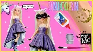 Project Mc2 Unicorn Doll with Glue Glitter Tattoo Experiment for kids!