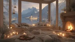 Cozy Winter Lake Cabin ❄️Soft Piano Music & Crackling Fireplace Ambience for Calm Focus & Relaxation