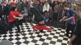Breakdance battle at dance and graffiti competition in Dublin, Ireland. Episode 1.