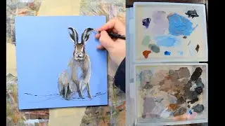 Blue Hare: Painting an animal portrait in acrylics & mixed media- no narration