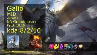 Galio Mid vs Brand - NA Grandmaster 8/2/10 Patch 10.16 Gameplay