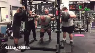 411kg/905lbs Raw Squat (no wraps) 1-25-16