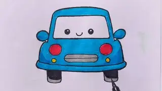 Cute Car drawing for kids | Easy step by step drawing #drawing #cute #car #art #kidslearning 