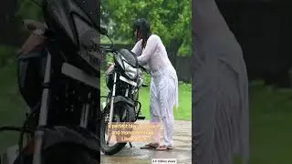 #shorts A hot girl washing bike in rain #love #foryou #raingirl #relaxingsounds