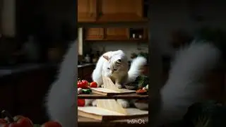 cat in kitchen reading recipe book😹🍳 #catvideos #aidreamscape #cat #ai #funny #cutecat