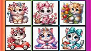 Cute Cat Kitten Drawing Painting And Colouring For Kids And Toddlers, Easy Drawing For Kids 