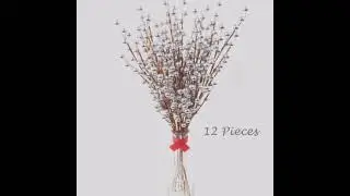 Silver Berry Stem Picks 12 PACK Decorative Branch Sprays for Christmas Tree Decor, Arrangements, DIY