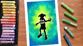 Dobby Oil Pastel Drawing for beginners | Spooky Oil Pastel Painting Halloween