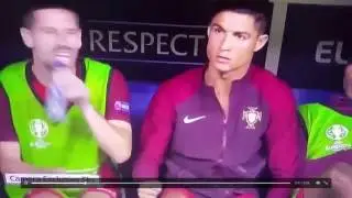 Cristiano Ronaldo FUNNY bench accident with Adrien Silva Euro 2016
