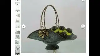Vintage Metal Art Provincial Basket with Grapes by Royal Turquoise Italy