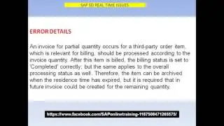 SAP SD REAL TIME ISSUES 1 SAP ONLINE TRAINING 1